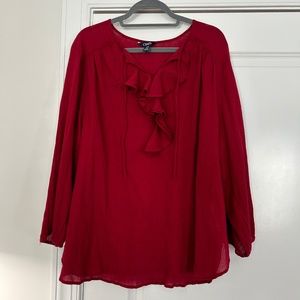 Pretty Red Flowy Long Sleeve Top